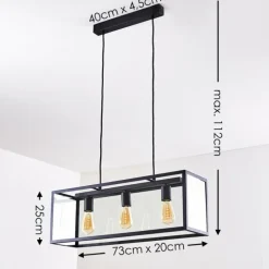 Suspension Moatize Noir, 3 lumières