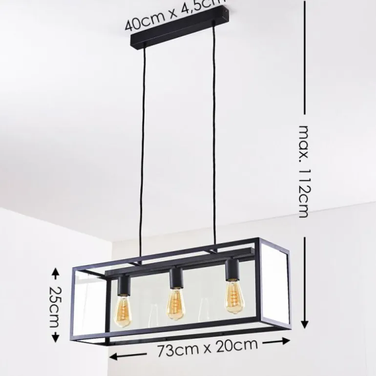 Suspension Moatize Noir, 3 lumières