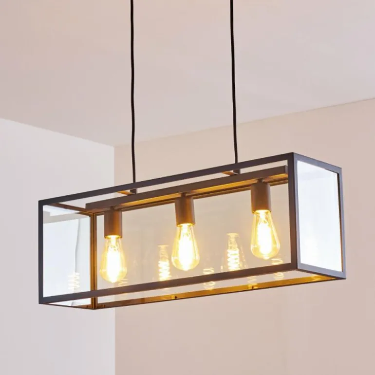 Suspension Moatize Noir, 3 lumières