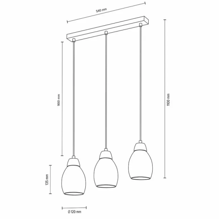 Suspension Nacimiento Bois clair, 3 lumières