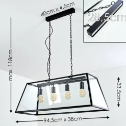 Suspension Nittorp Noir, 4 lumières