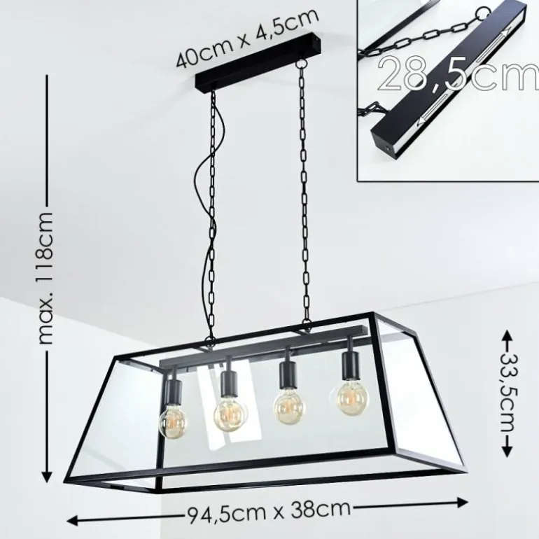 Suspension Nittorp Noir, 4 lumières