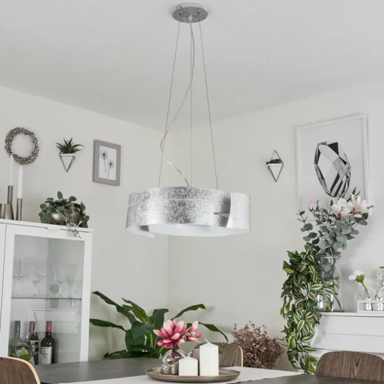 Suspension Novara Argenté, 3 lumières