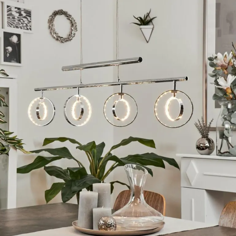Suspension Ogoki LED Chrome, 4 lumières