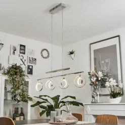 Suspension Ogoki LED Chrome, 4 lumières