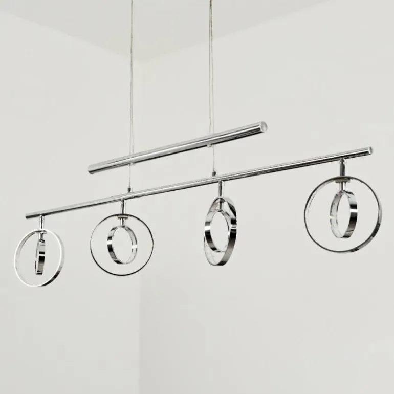 Suspension Ogoki LED Chrome, 4 lumières