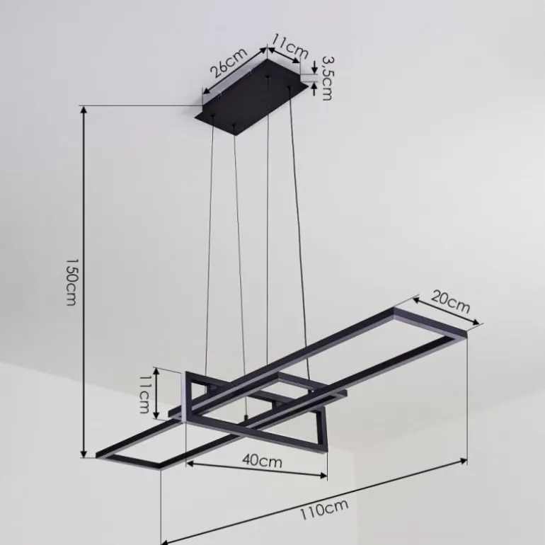 Suspension Omega LED Noir, 1 lumière