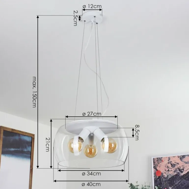 Suspension Palibatz Blanc, 3 lumières