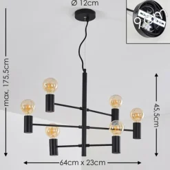 Suspension Pamunkey Noir, 6 lumières