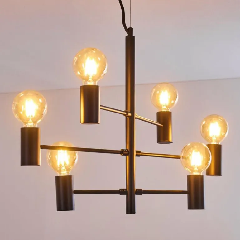 Suspension Pamunkey Noir, 6 lumières