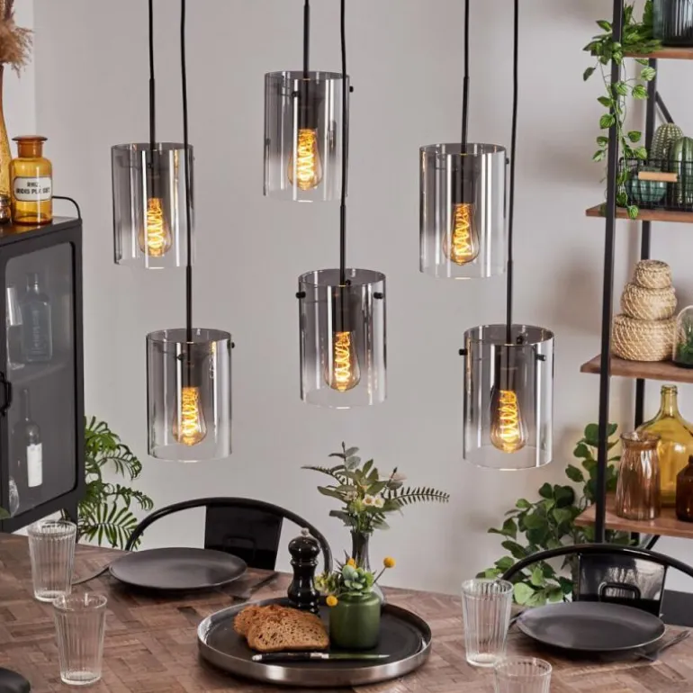 Suspension Parane Clair, Fumé, 6 lumières
