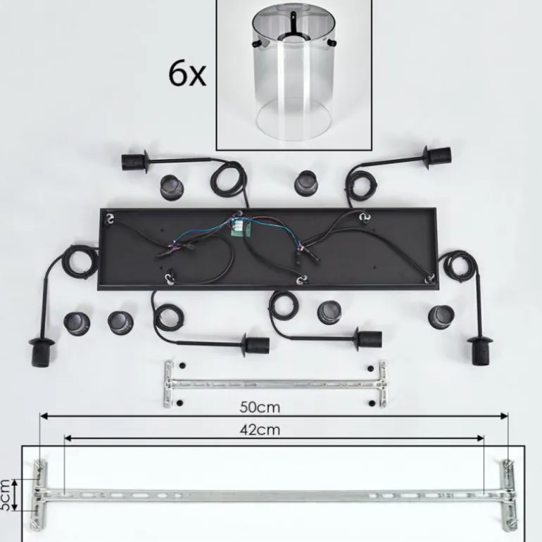 Suspension Parane Clair, Fumé, 6 lumières