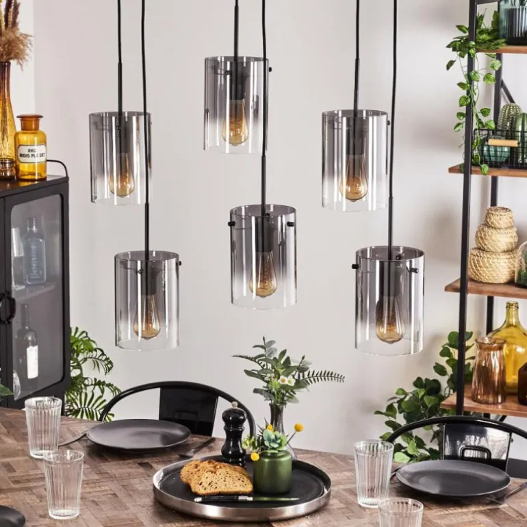 Suspension Parane Clair, Fumé, 6 lumières