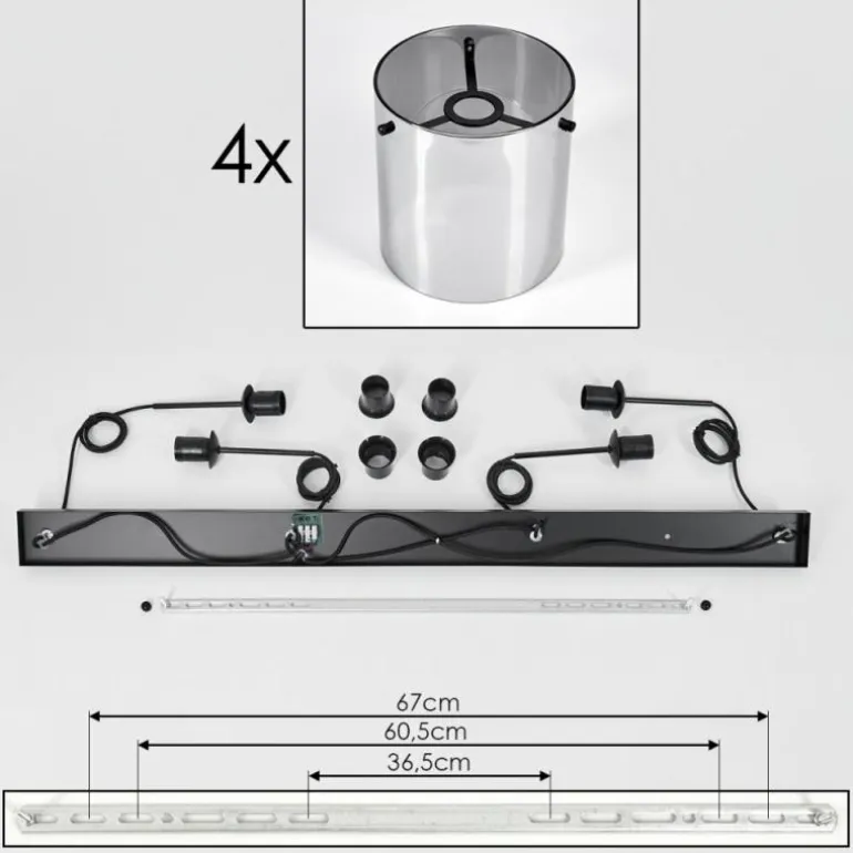 Suspension Parane Fumé, 4 lumières