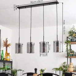 Suspension Parane Fumé, 4 lumières