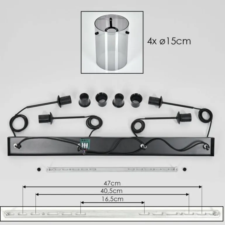 Suspension Parane Fumé, 4 lumières