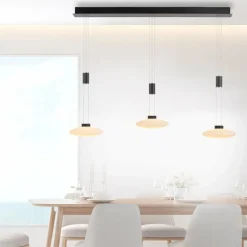 Suspension Paul Neuhaus LAUTADA LED Noir, 3 lumières