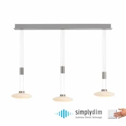 Suspension Paul Neuhaus LAUTADA LED Acier brossé, 3 lumières