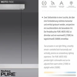 Suspension Paul Neuhaus PURE-MOTO-RISE LED Argenté, 3 lumières, Télécommandes
