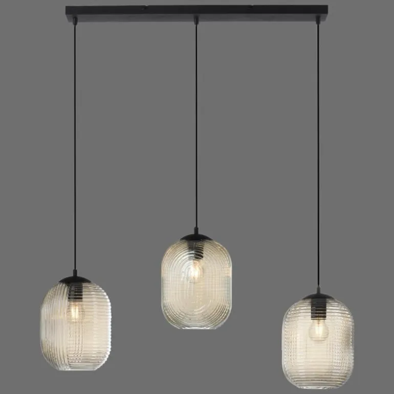 Suspension Paul Neuhaus SHITAKE Noir, 3 lumières