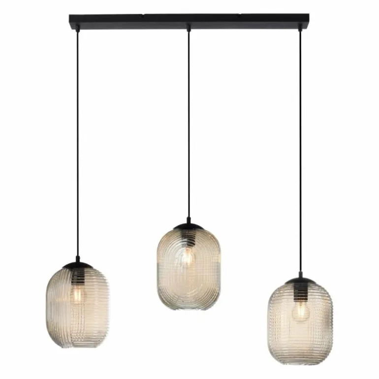 Suspension Paul Neuhaus SHITAKE Noir, 3 lumières