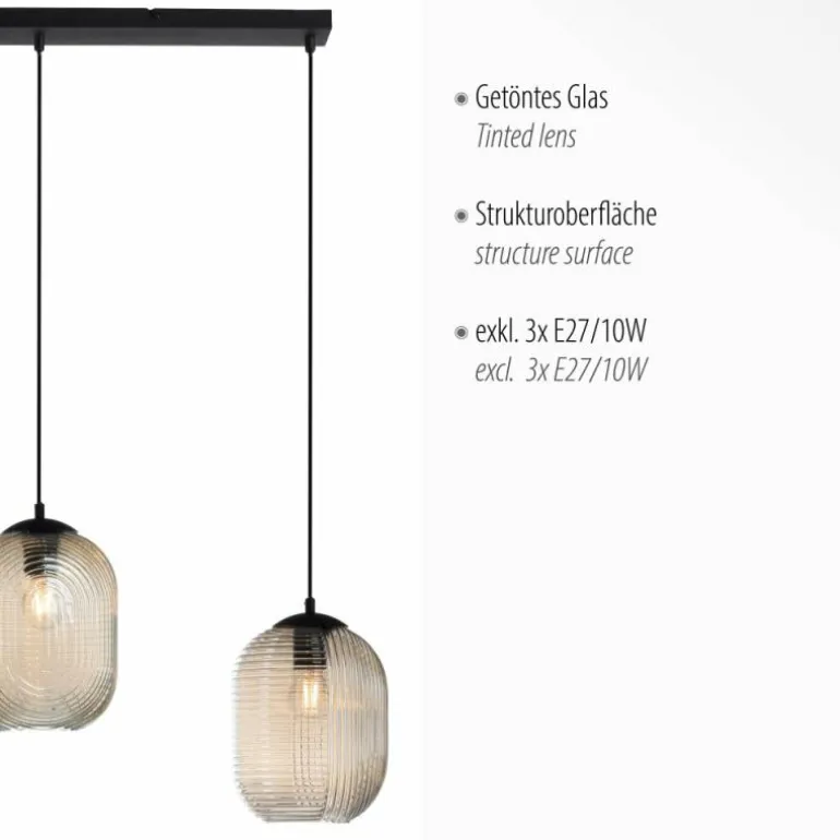 Suspension Paul Neuhaus SHITAKE Noir, 3 lumières