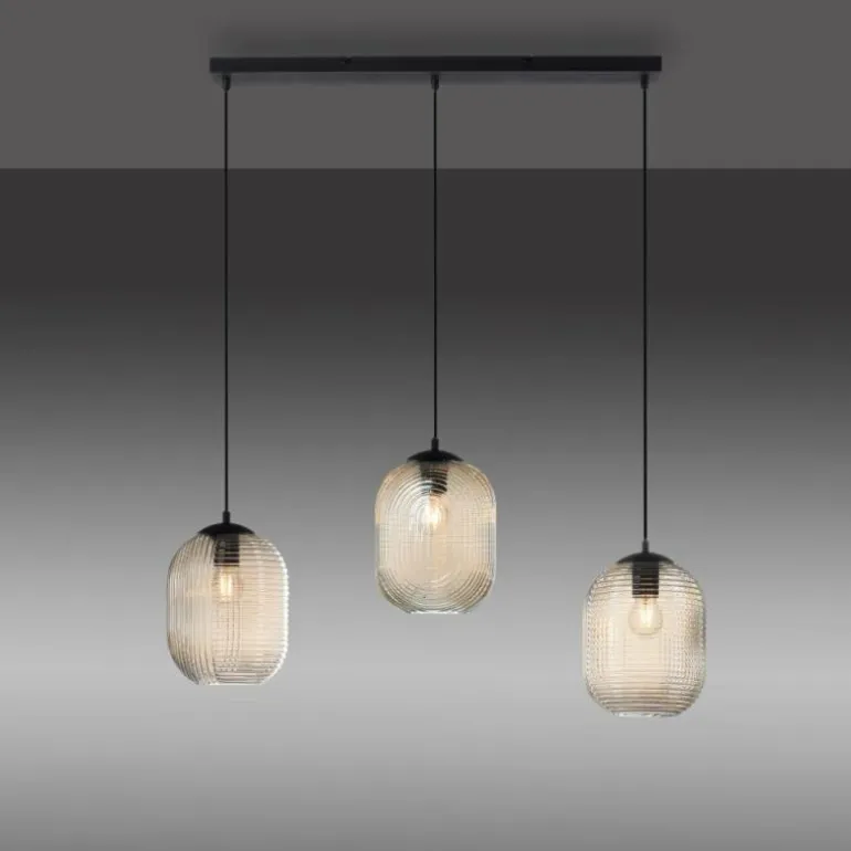 Suspension Paul Neuhaus SHITAKE Noir, 3 lumières