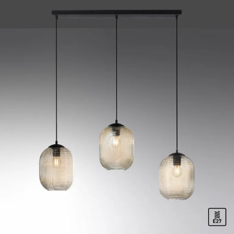 Suspension Paul Neuhaus SHITAKE Noir, 3 lumières