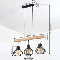 Suspension Pila Écru, Noir, 3 lumières