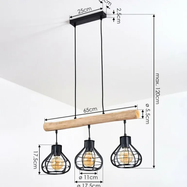 Suspension Pila Écru, Noir, 3 lumières
