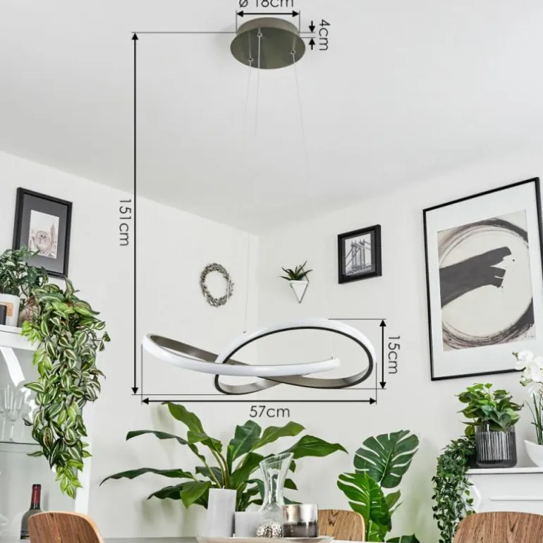 Suspension Pitasch LED Nickel mat, 1 lumière