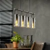 Suspension Pompehuis Acier brossé, 4 lumières