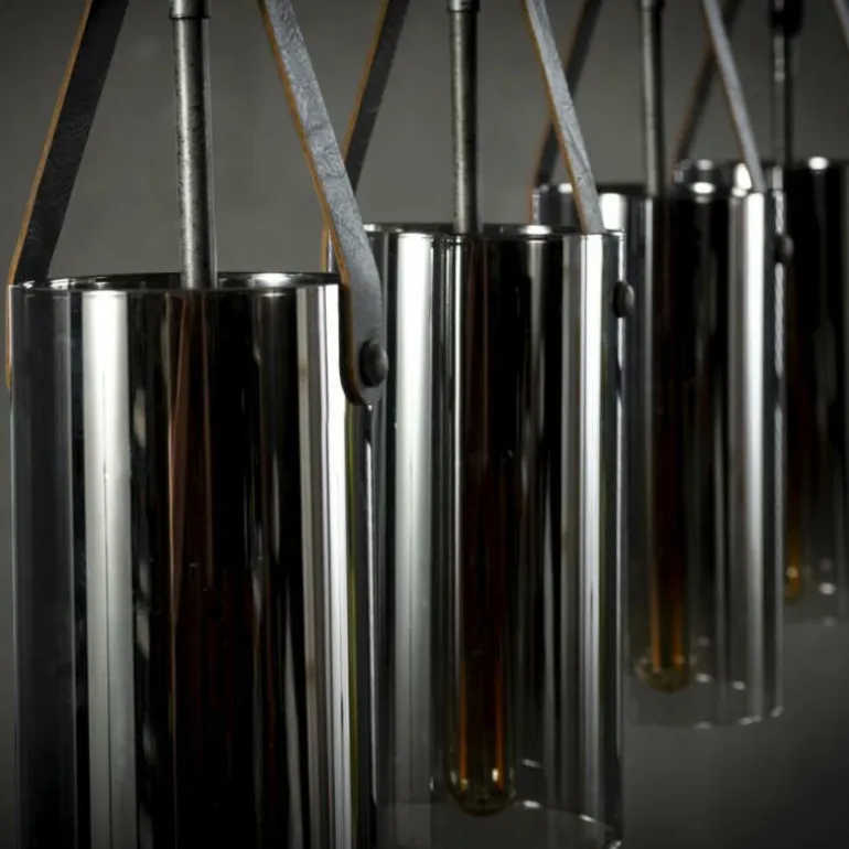 Suspension Pompehuis Acier brossé, 4 lumières