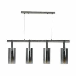 Suspension Pompehuis Acier brossé, 4 lumières