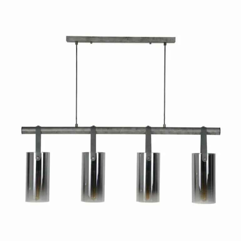 Suspension Pompehuis Acier brossé, 4 lumières
