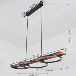 Suspension Pompu LED Brun, Noir, 3 lumières