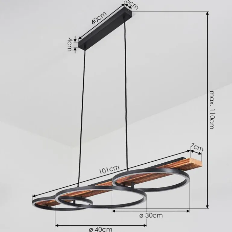 Suspension Pompu LED Brun, Noir, 3 lumières