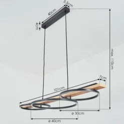 Suspension Pompu LED Écru, Noir, 3 lumières