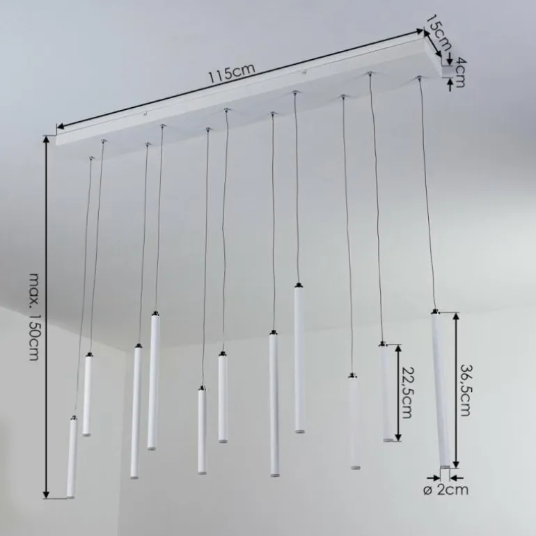 Suspension Porquera LED Blanc, 11 lumières