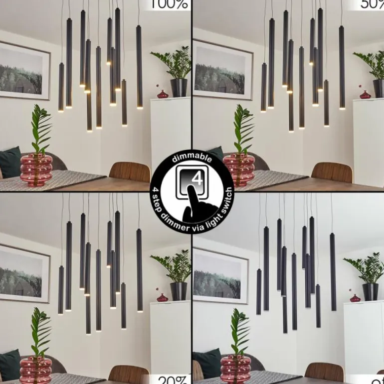 Suspension Porquera LED Noir, 11 lumières