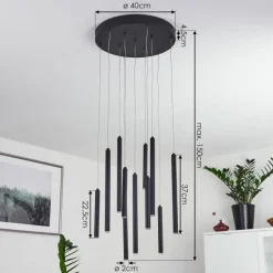 Suspension Porquera LED Noir, 11 lumières