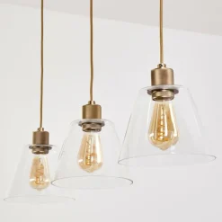 Suspension Puestito Bronze, Or, 3 lumières