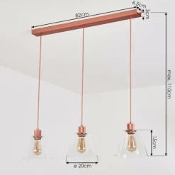 Suspension Puestito Or, Rose, 3 lumières