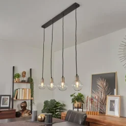 Suspension Quento Noir doré, 4 lumières