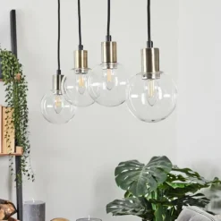 Suspension Quento Noir doré, 4 lumières