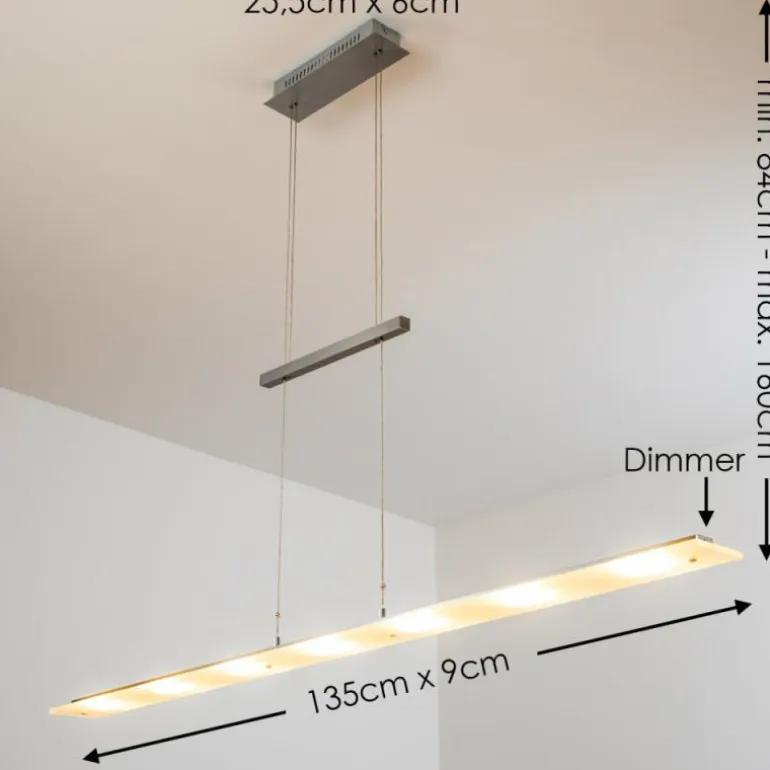 Suspension Ramsele LED Chrome, Nickel mat, 7 lumières