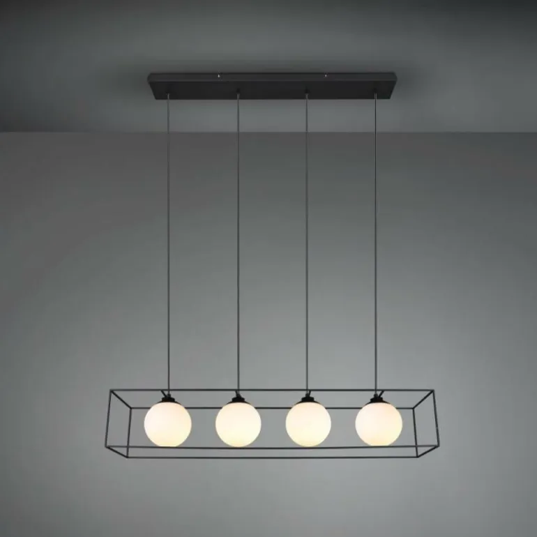 Suspension Reality GABBIA Noir, 4 lumières