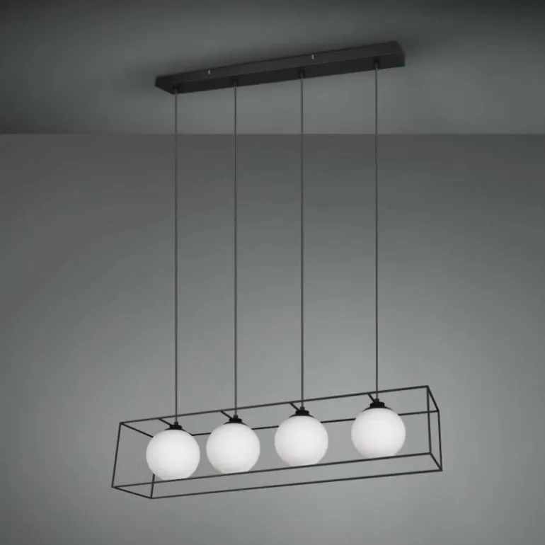 Suspension Reality GABBIA Noir, 4 lumières