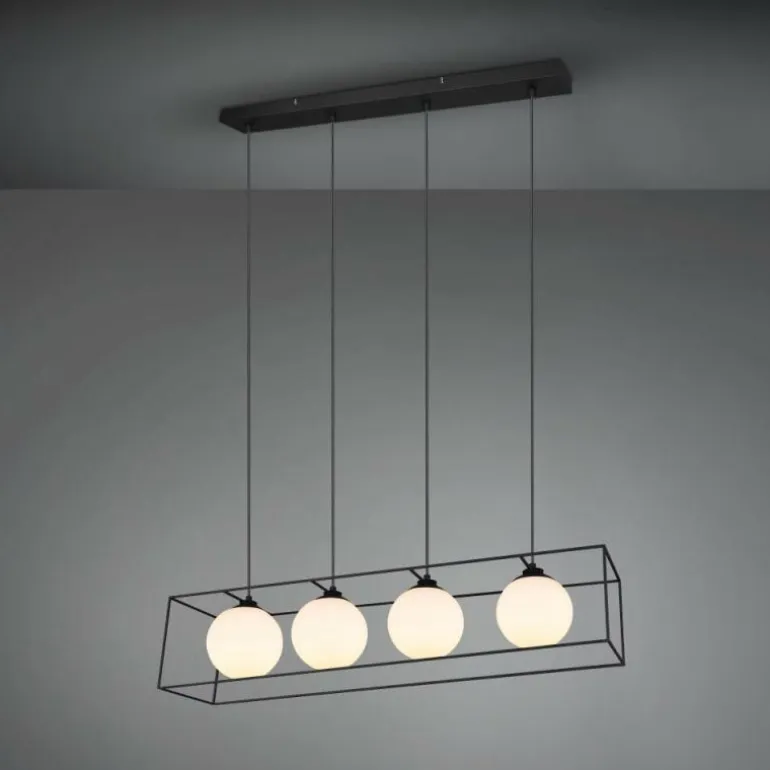 Suspension Reality GABBIA Noir, 4 lumières