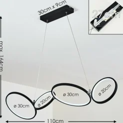 Suspension Rodekro LED Noir, 1 lumière